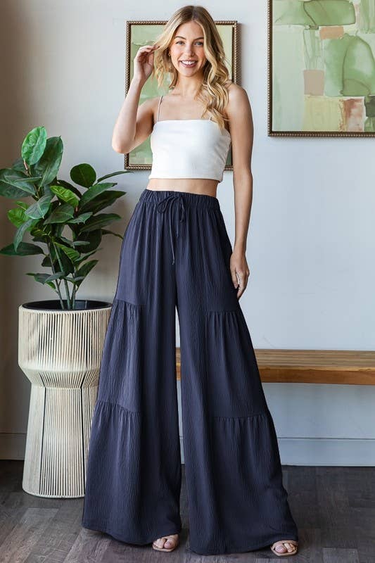 EP6840-10 OVER WIDE LEG SOLID PANTS: BLACK / 2-2-2 (1X-2X-3X)