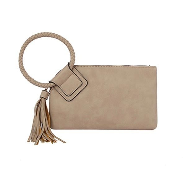 Taupe Hobo Wristlet Clutch