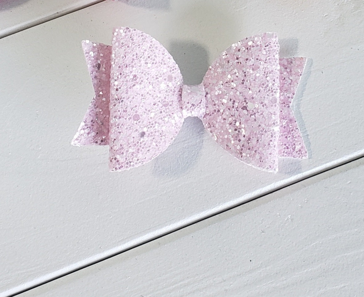 Lavender Glitter Double Hair Bow