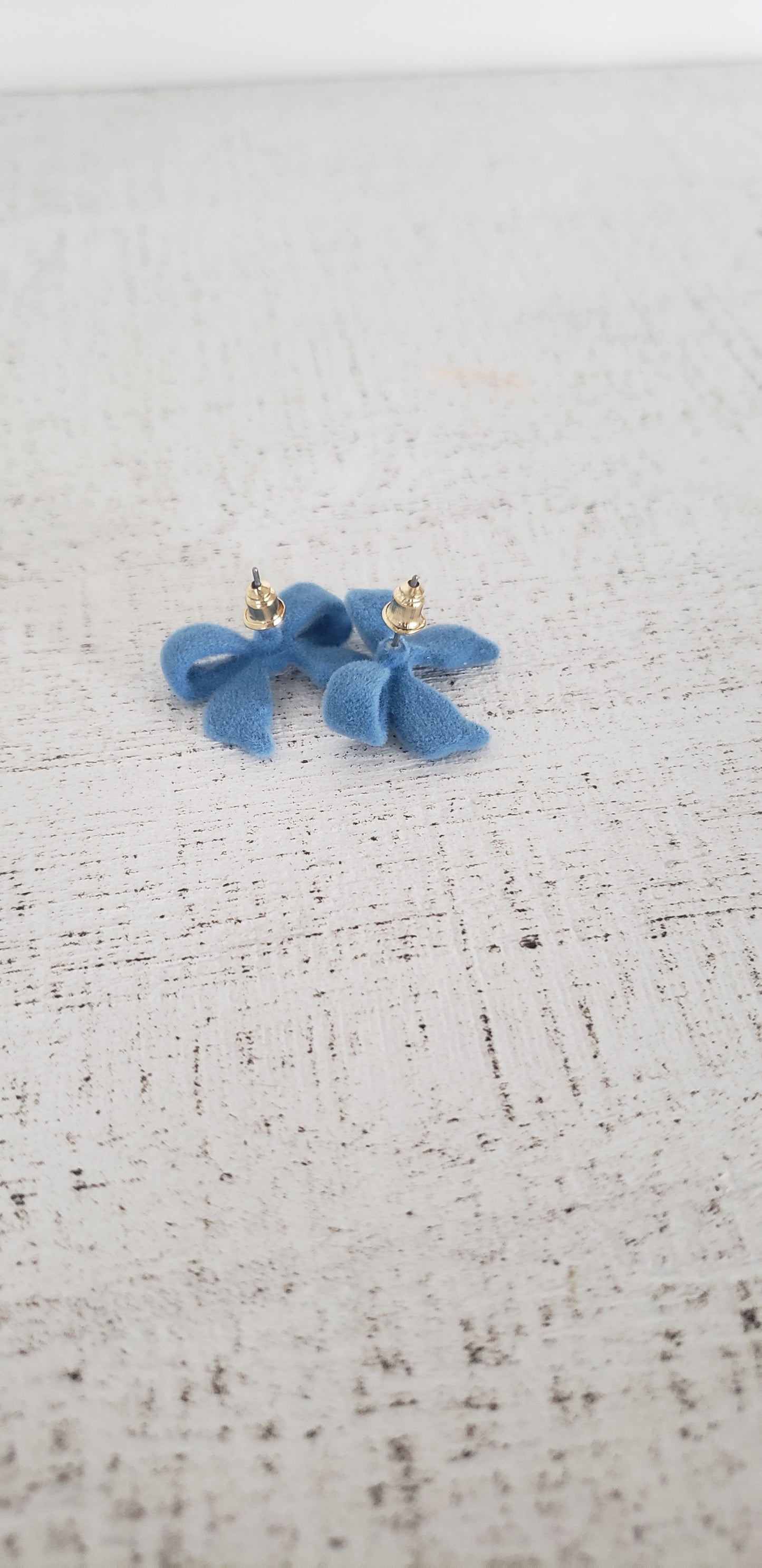 Blue Velvet Bow Earrings
