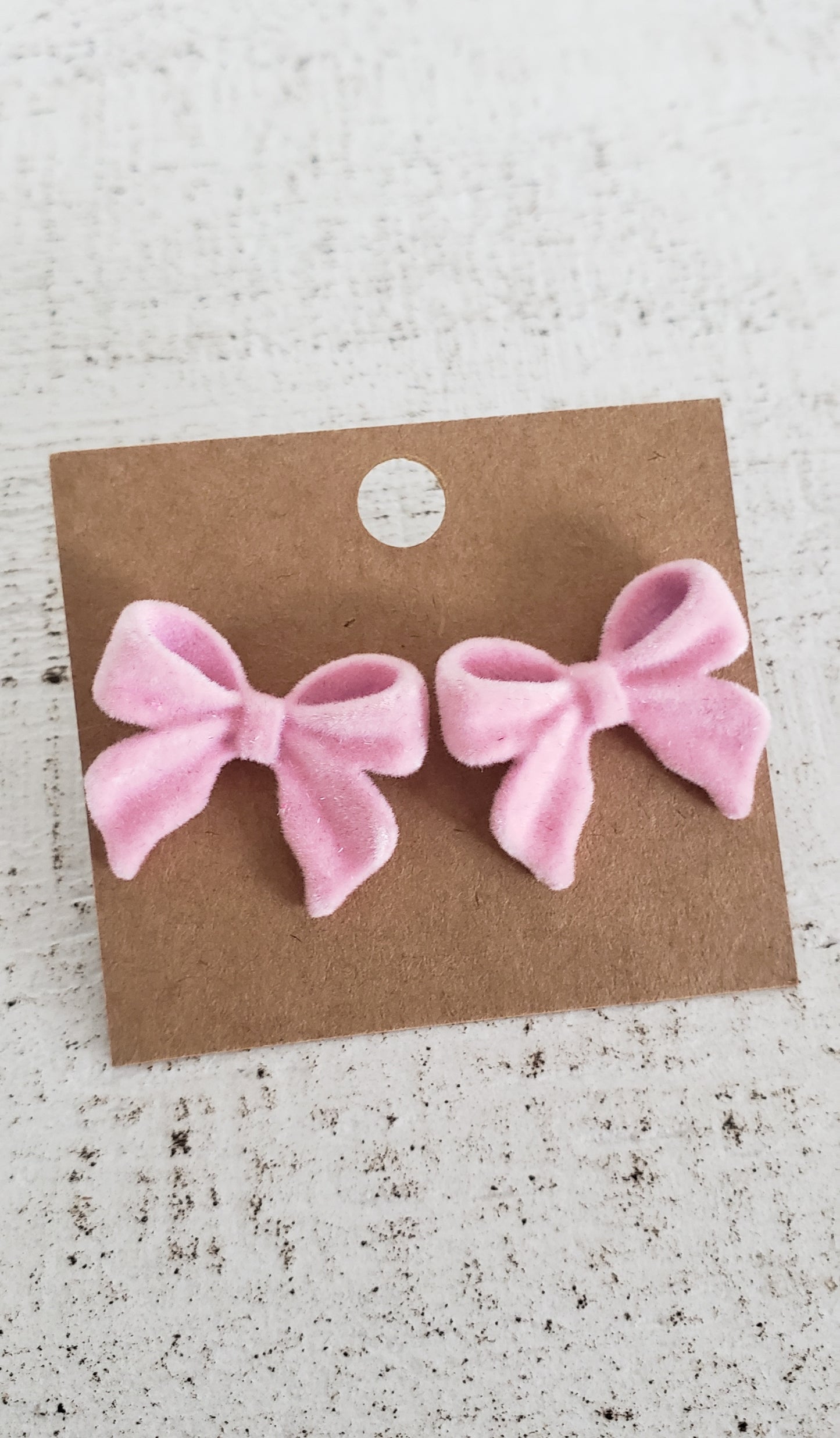Pink Velvet Bow Earrings