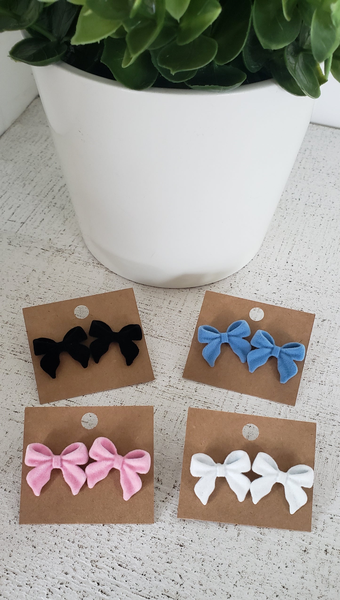 Blue Velvet Bow Earrings