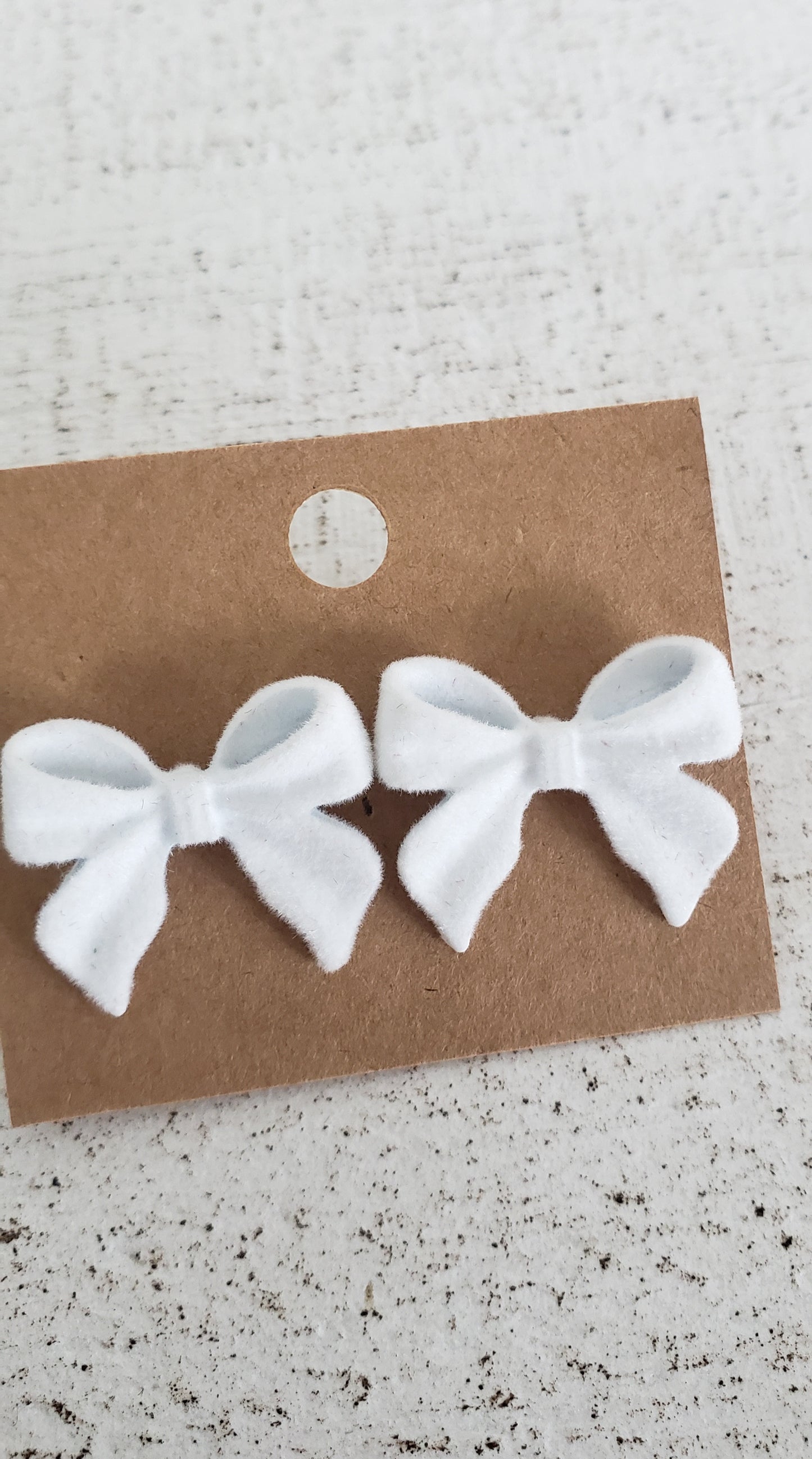 White Velvet Bow Earrings