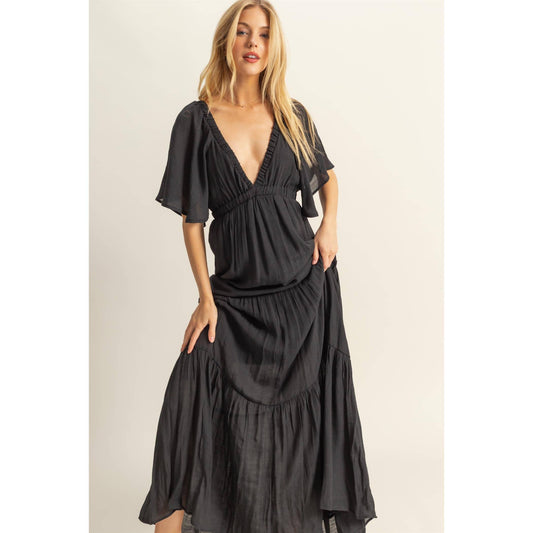 Free Your Mind Tiered Black Maxi Dress