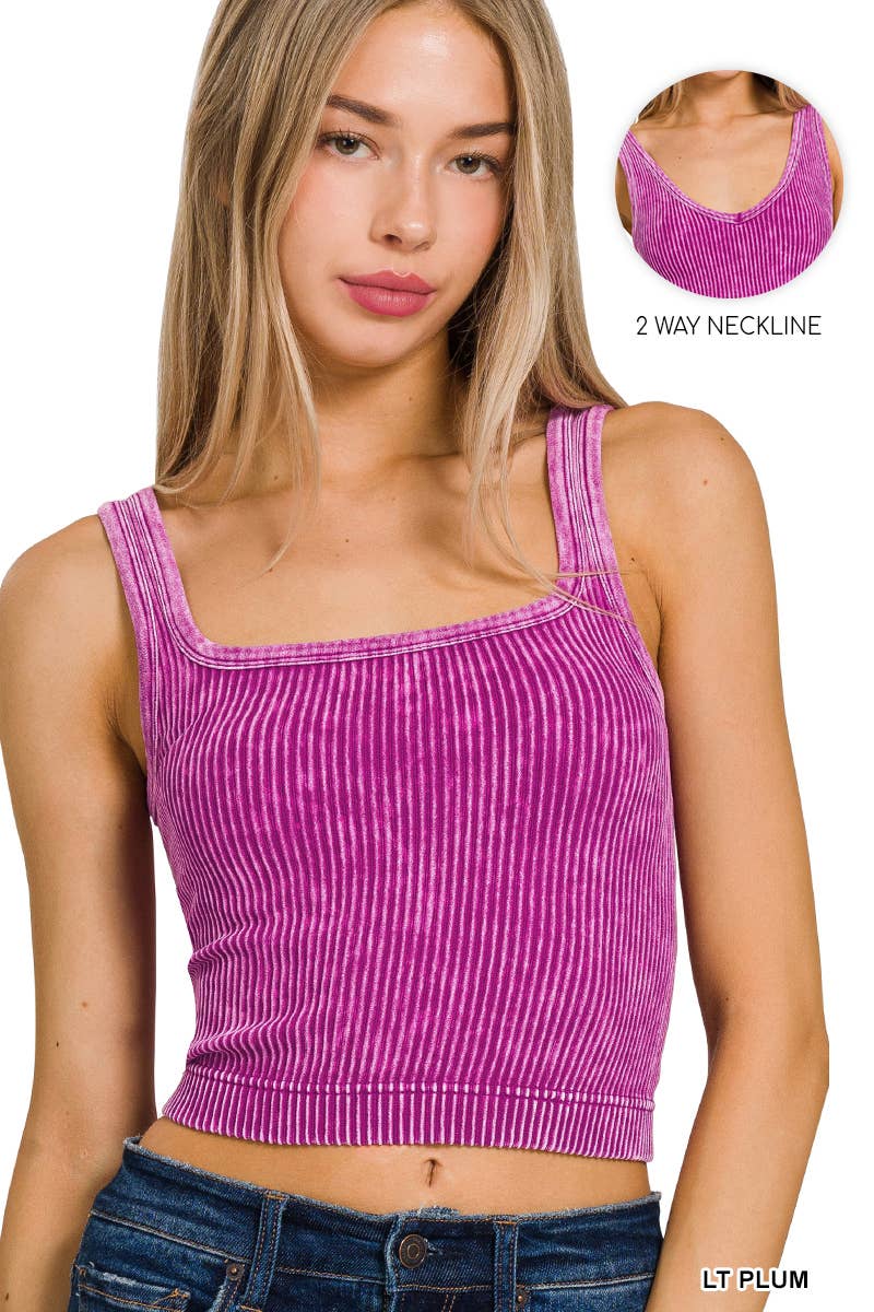 ",.....Premium Washed Seamless 2-way Tank