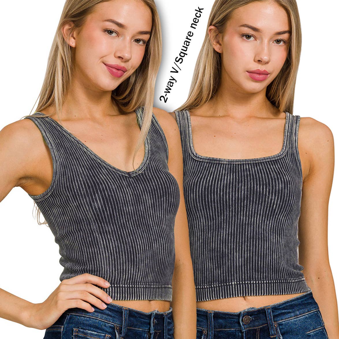 ",.....Premium Washed Seamless 2-way Tank