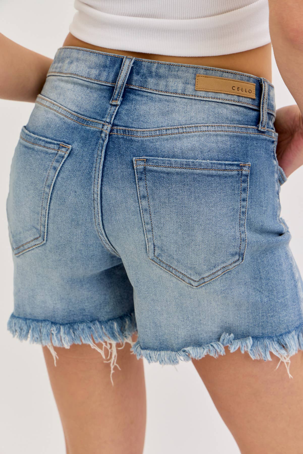 Cello BF Shorts with Uneven Fray Hem