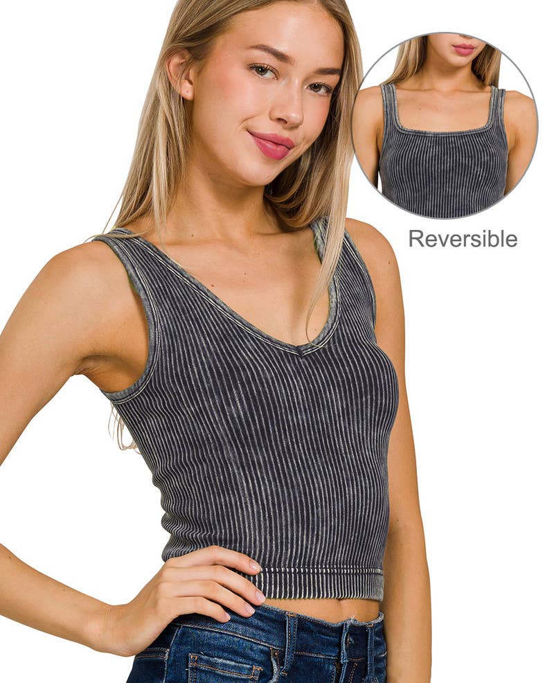 ",.....Premium Washed Seamless 2-way Tank