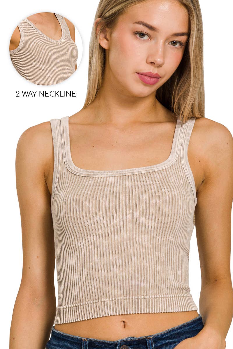 ",.....Premium Washed Seamless 2-way Tank