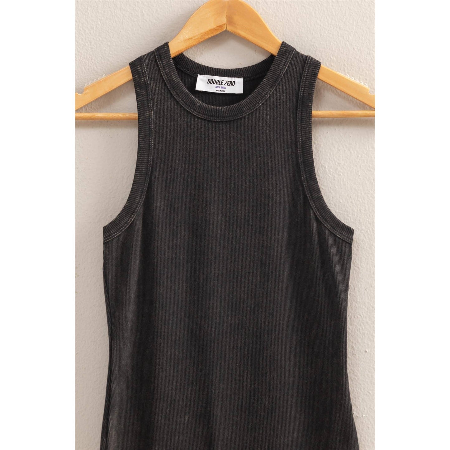 DZ25E297-Acid Washed Ribbed Mini Dress
