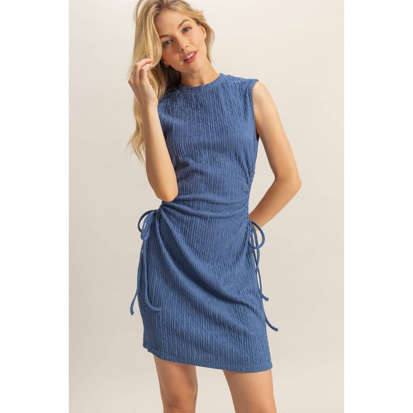 Ruched Cutout Mini Sleeveless Dress