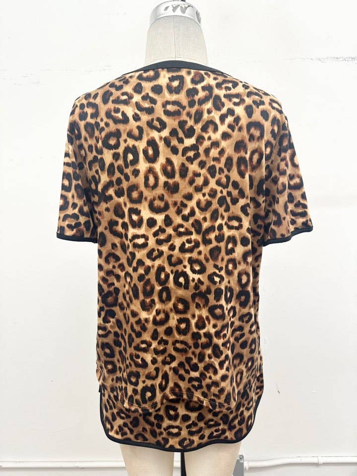 Leopard Print Ringer Tee & Skort Set