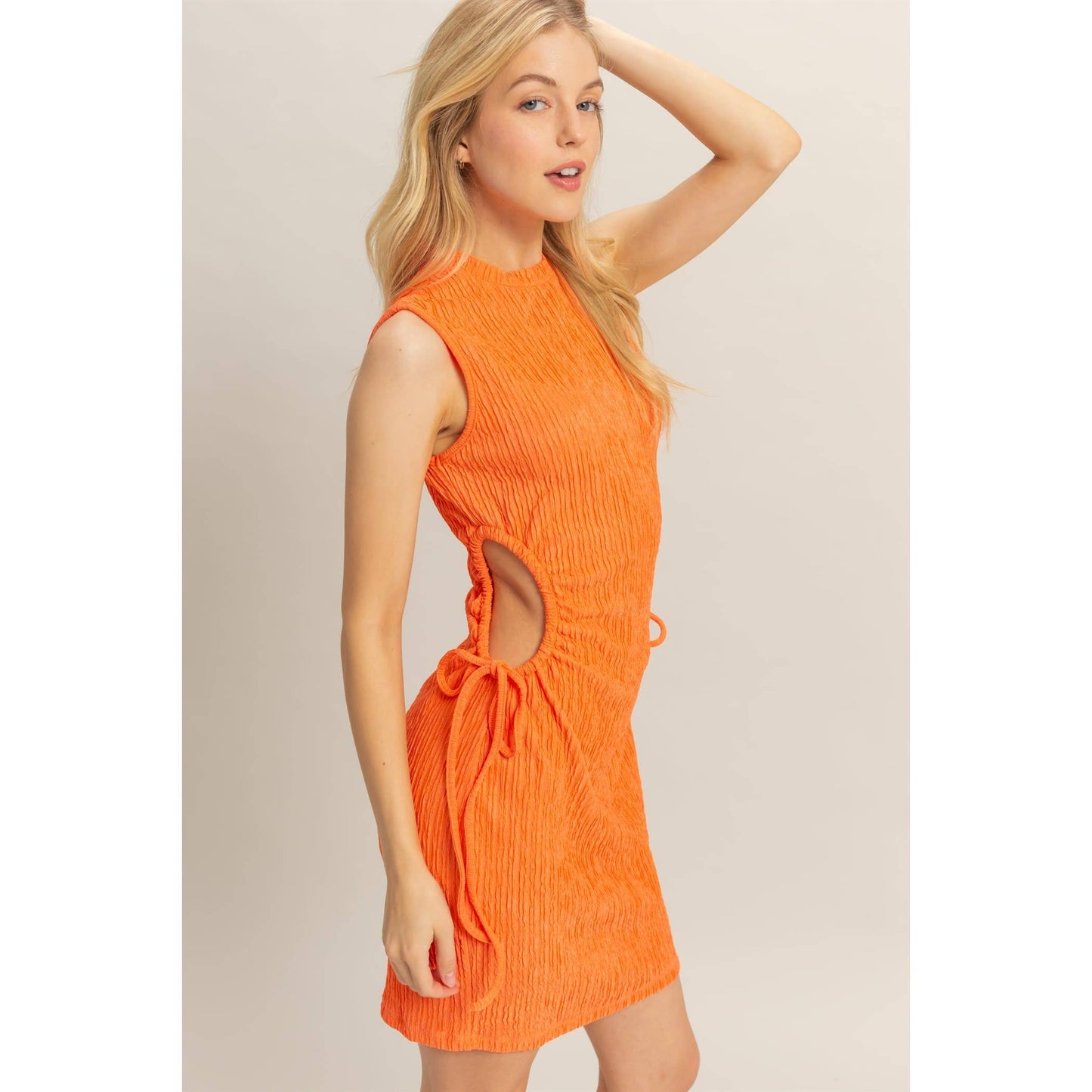 Ruched Cutout Mini Sleeveless Dress