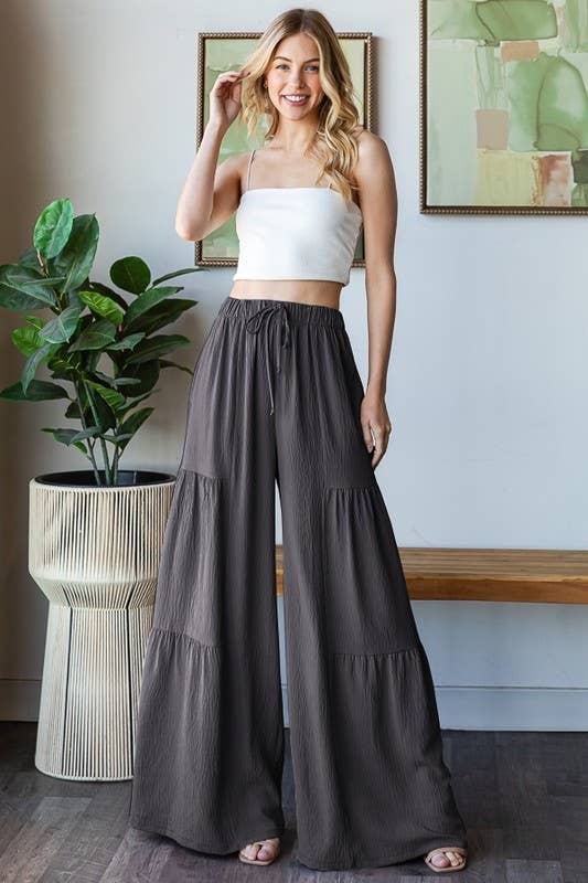 EP6840-10 OVER WIDE LEG SOLID PANTS: DUSTY SAGE / 2-2-2 (S-M-L)