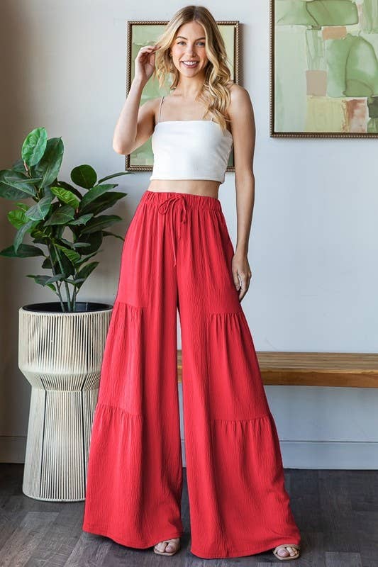 EP6840-10 OVER WIDE LEG SOLID PANTS: DUSTY SAGE / 2-2-2 (S-M-L)