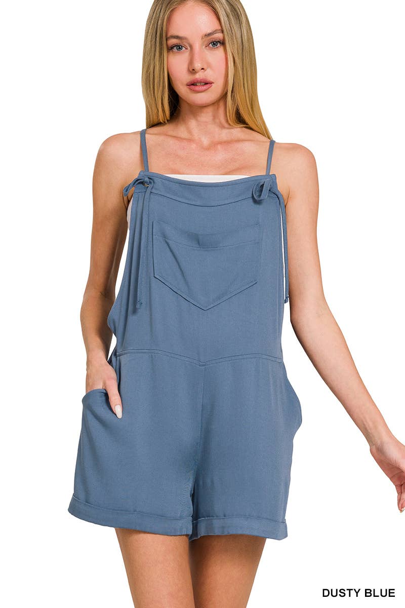 .SI-26568 Knot Strap Romper w/ pockets