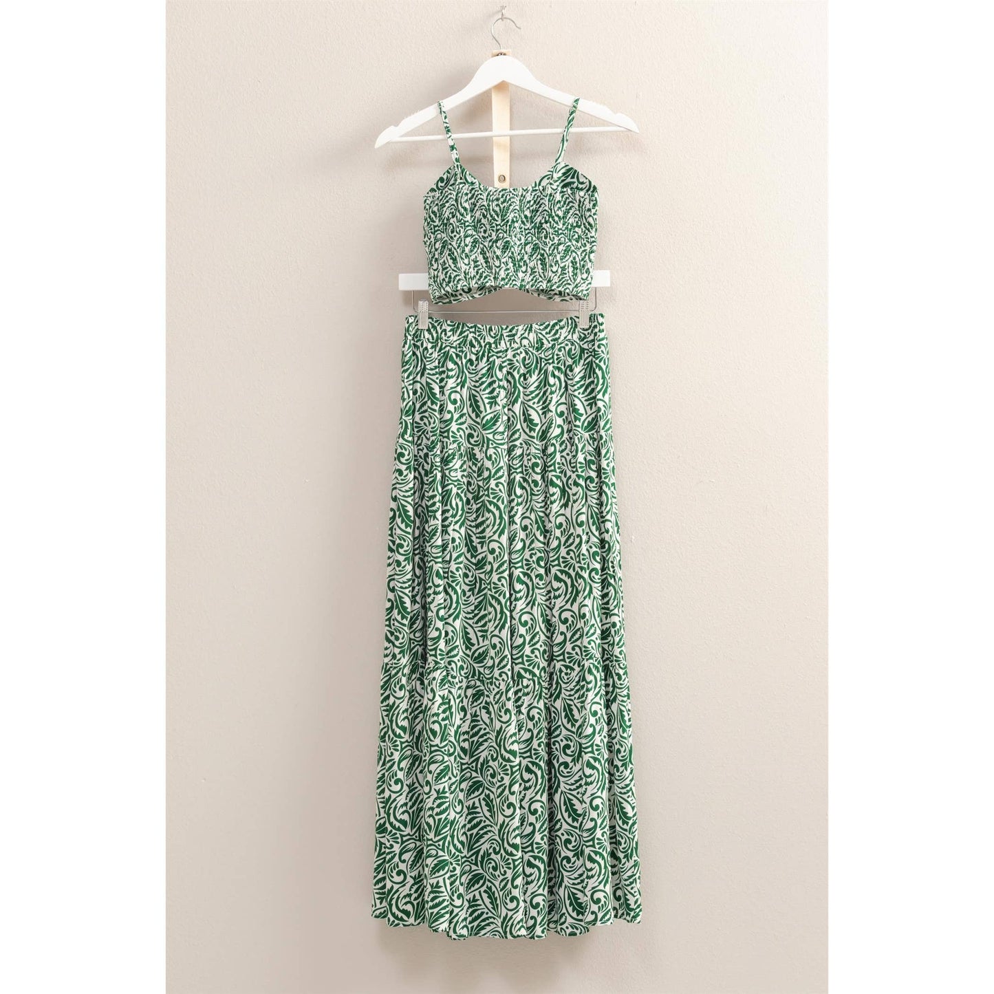 HF24C765-SET-Paisley Cami Top And Tiered Skirt Set