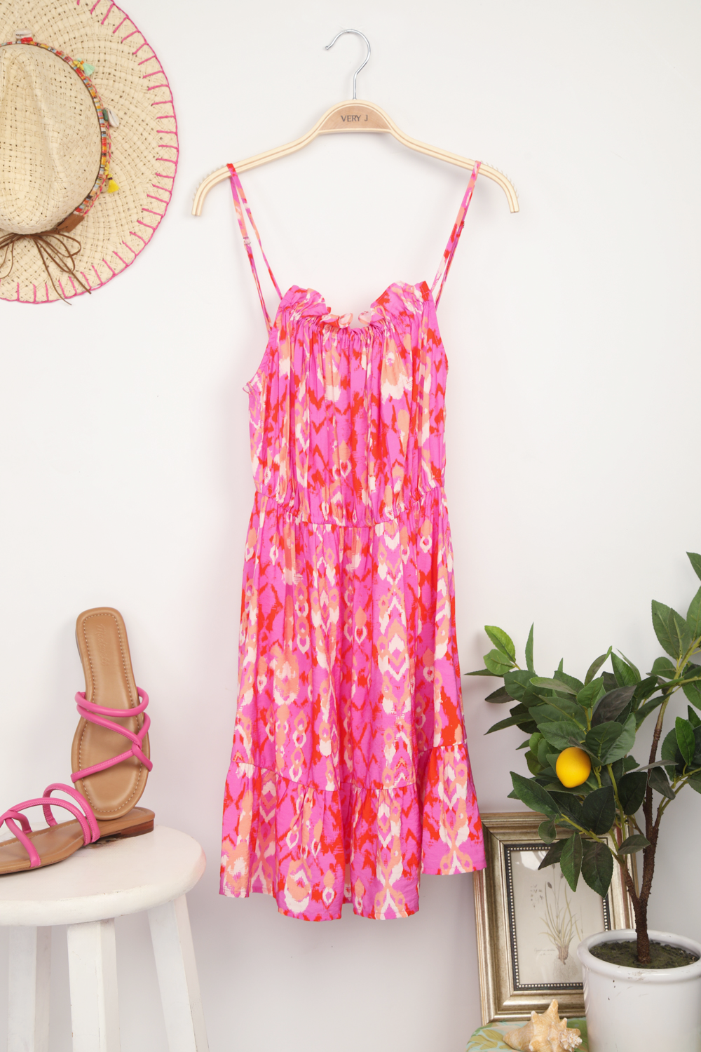 ND31338-Multi Color Printed Summer Mini Dress