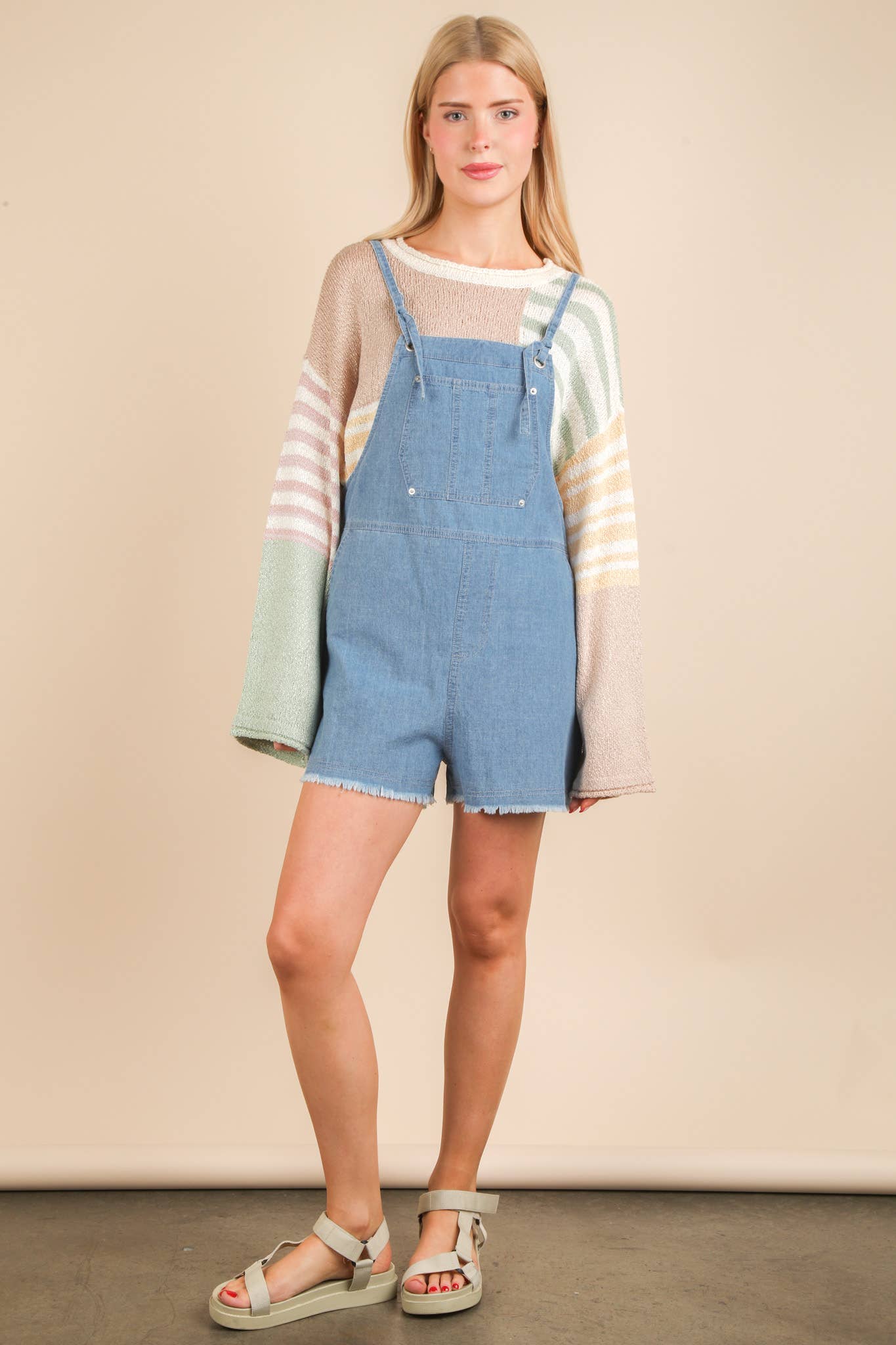 Mineral Washed Denim Casual Romper