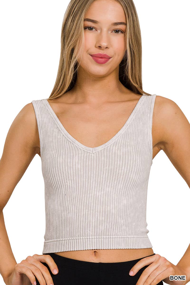 ",.....Premium Washed Seamless 2-way Tank