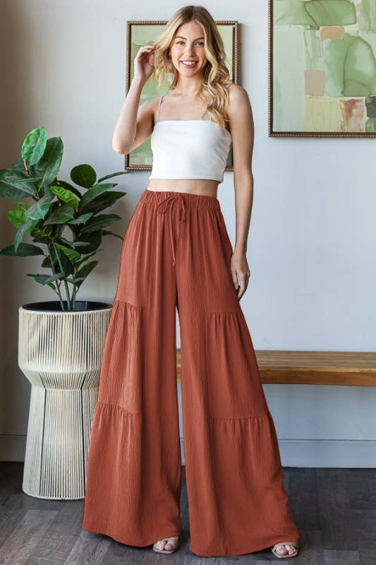 EP6840-10 OVER WIDE LEG SOLID PANTS: DUSTY SAGE / 2-2-2 (S-M-L)