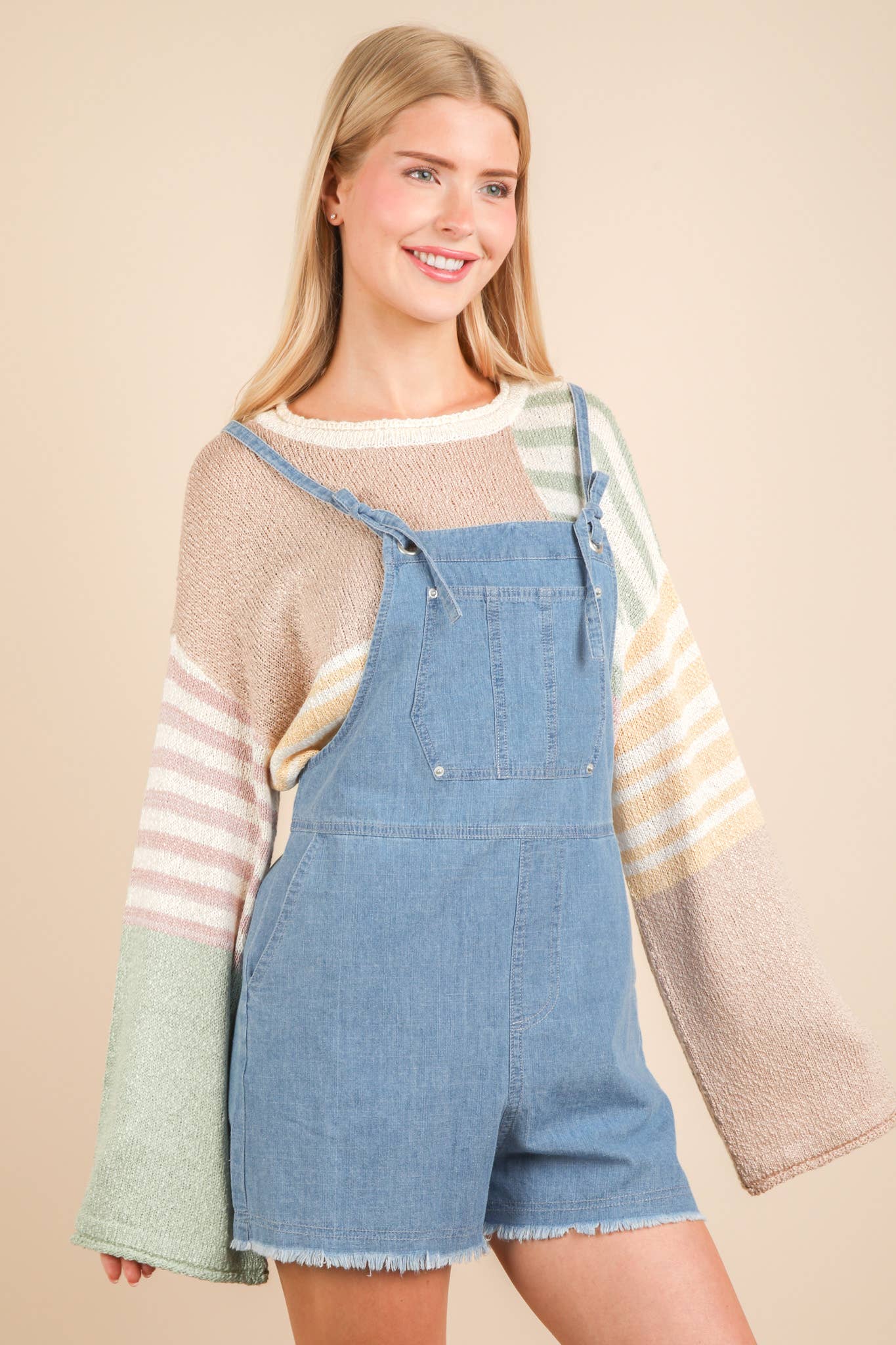 Mineral Washed Denim Casual Romper