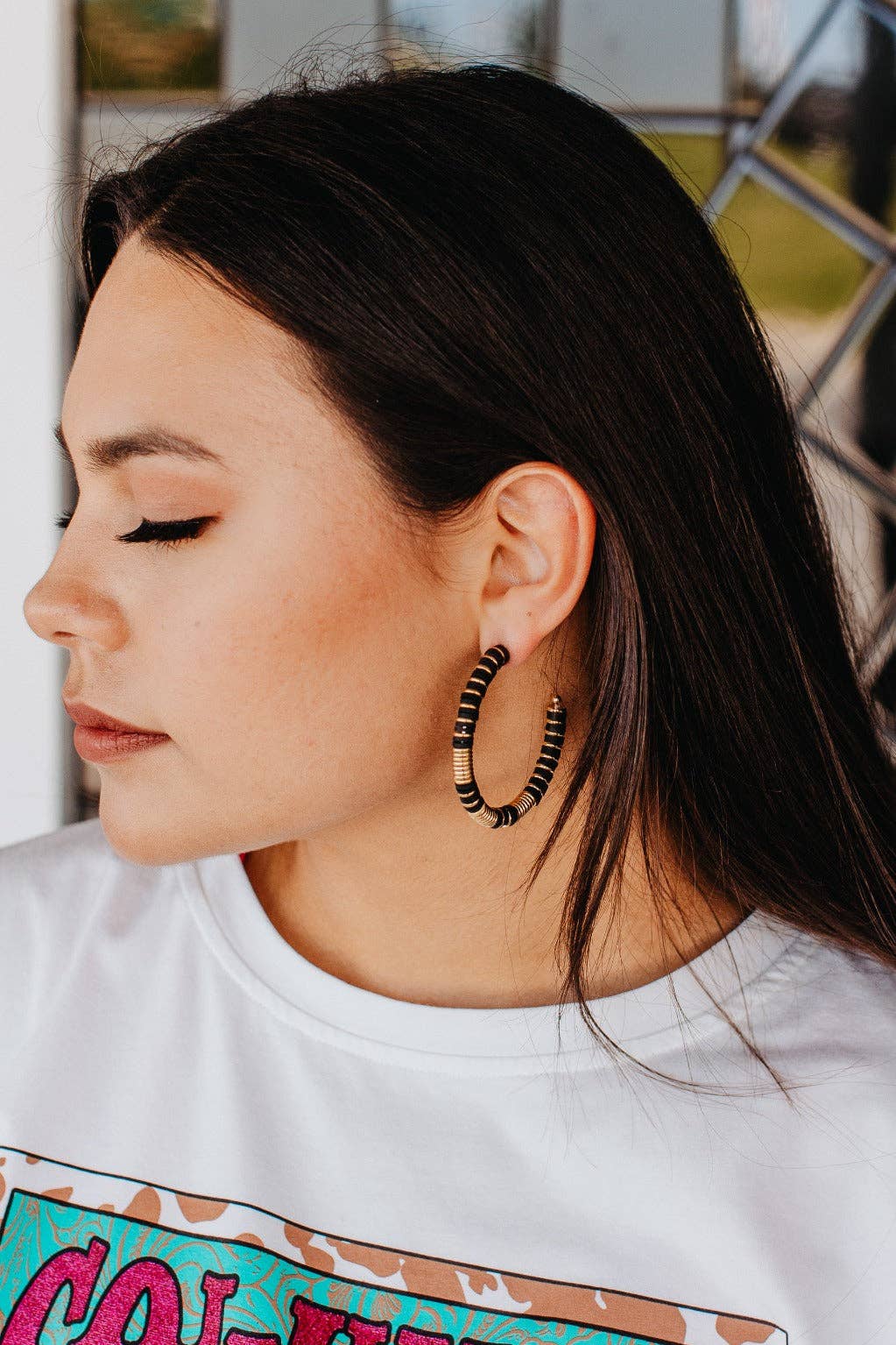 Take me to Bali Black Gold Hoop Earrings