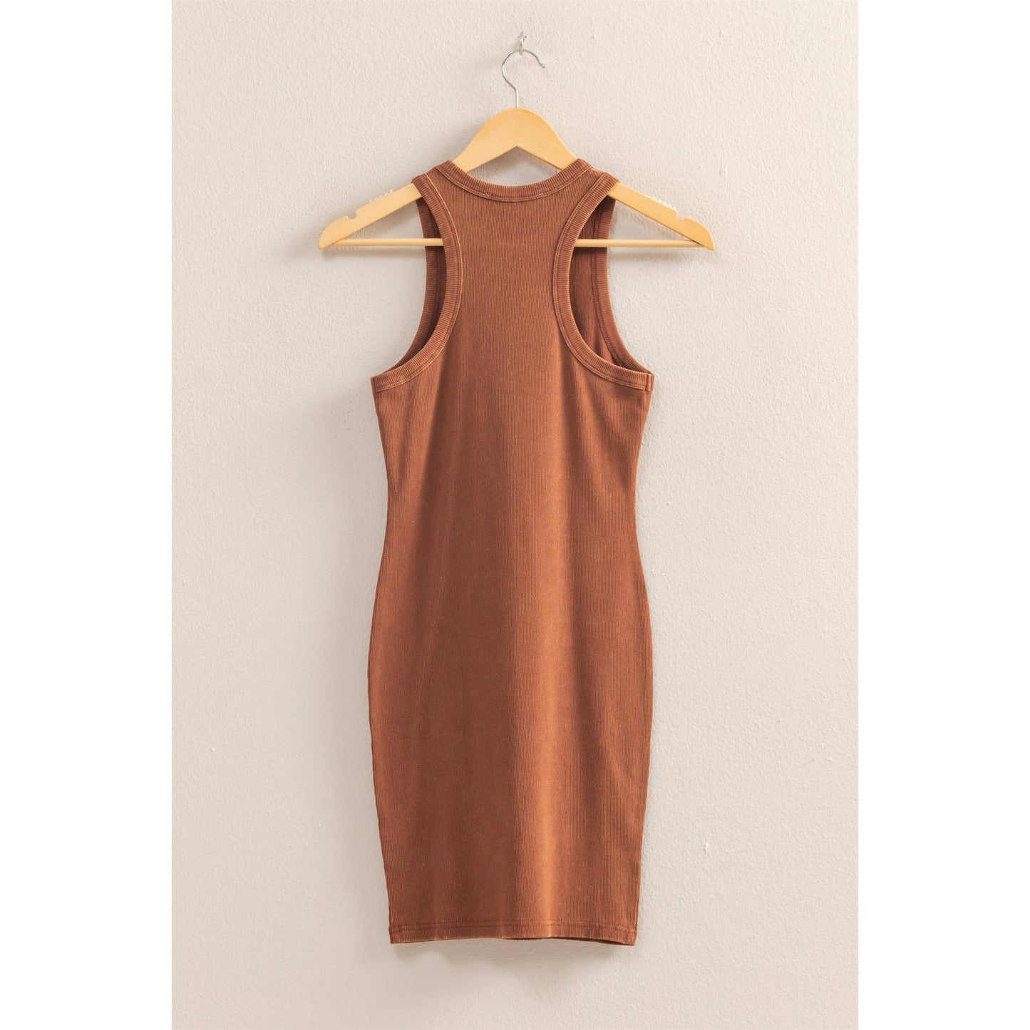 DZ25E297-Acid Washed Ribbed Mini Dress
