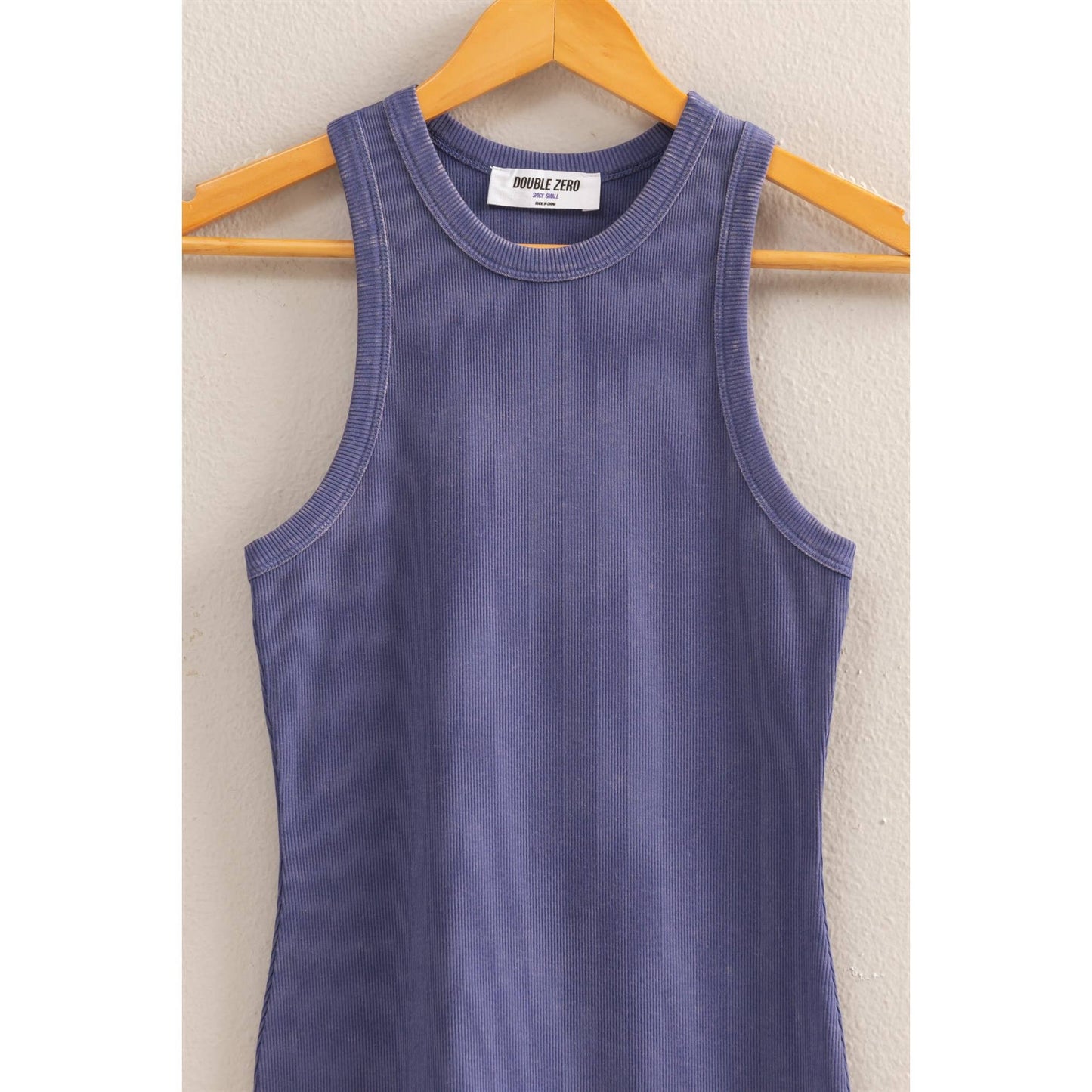 DZ25E297-Acid Washed Ribbed Mini Dress
