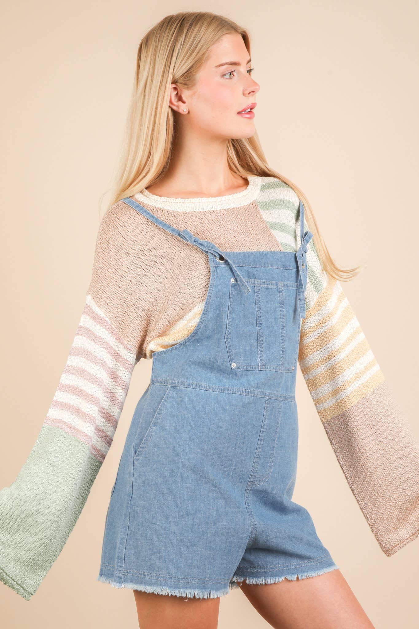 Mineral Washed Denim Casual Romper