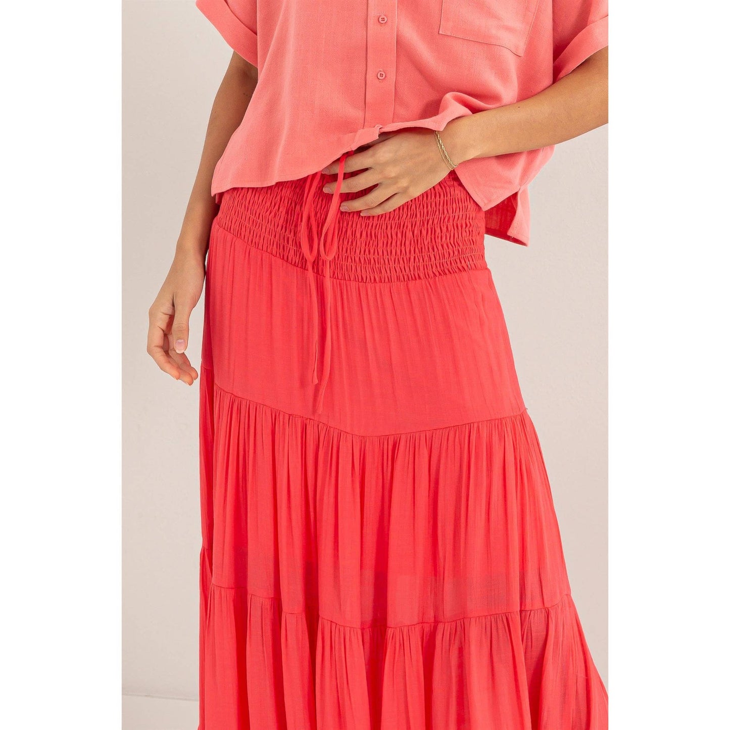 Say You Will Coral Maxi Skirt