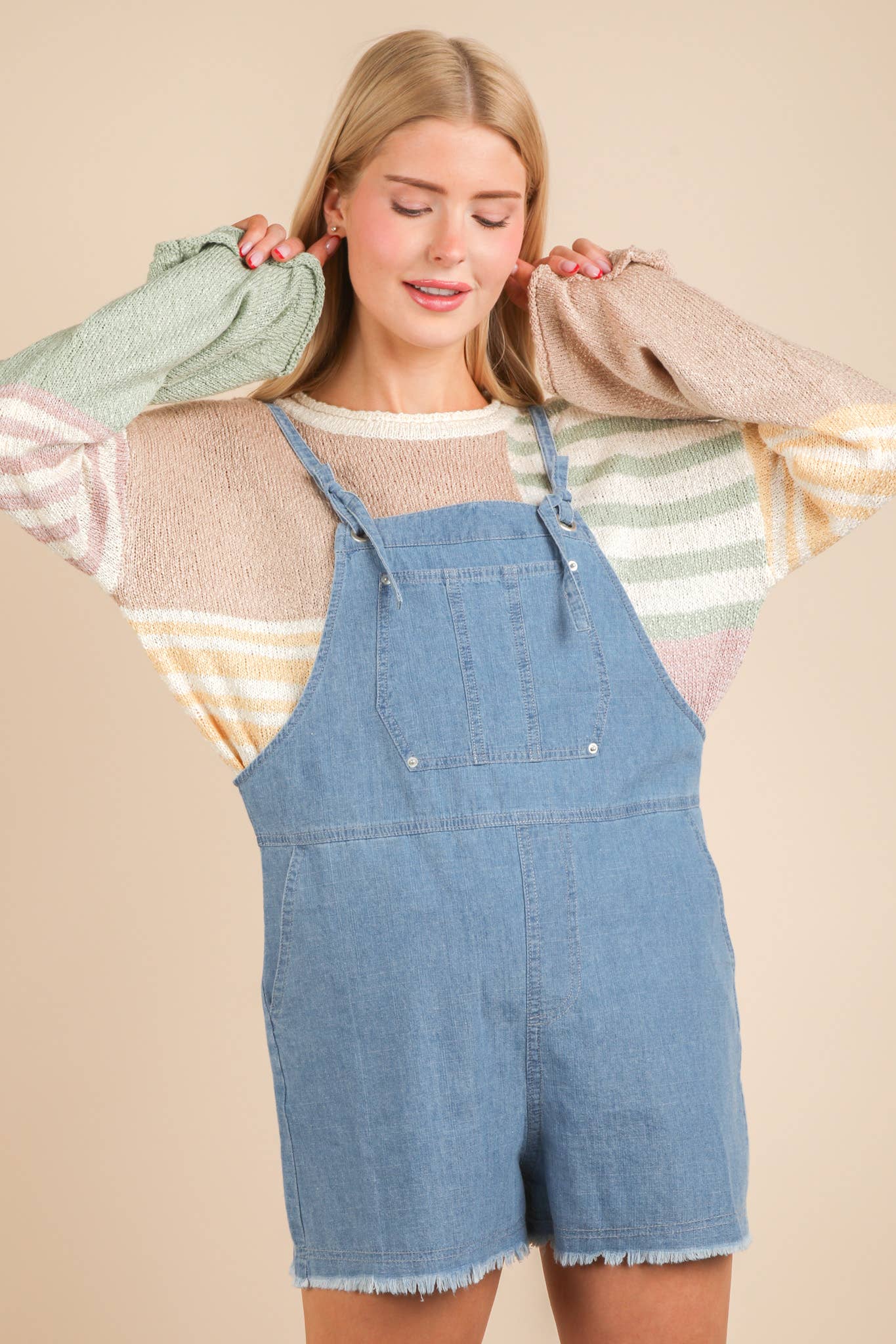 Mineral Washed Denim Casual Romper