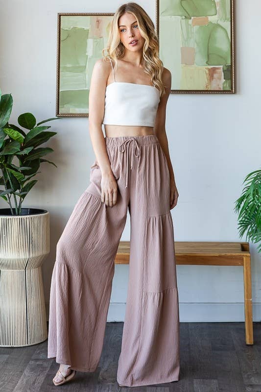 EP6840-10 OVER WIDE LEG SOLID PANTS: DUSTY SAGE / 2-2-2 (S-M-L)