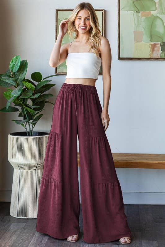 EP6840-10 OVER WIDE LEG SOLID PANTS: DUSTY SAGE / 2-2-2 (S-M-L)
