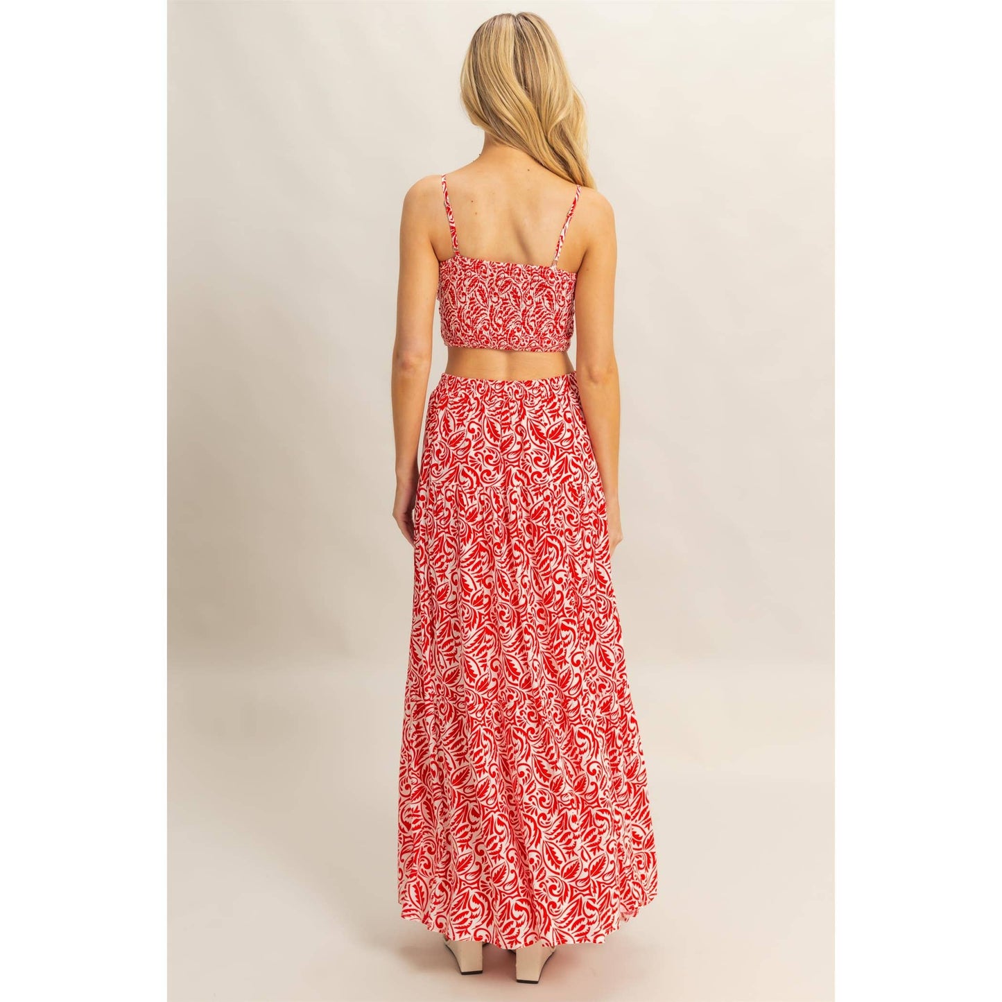 HF24C765-SET-Paisley Cami Top And Tiered Skirt Set