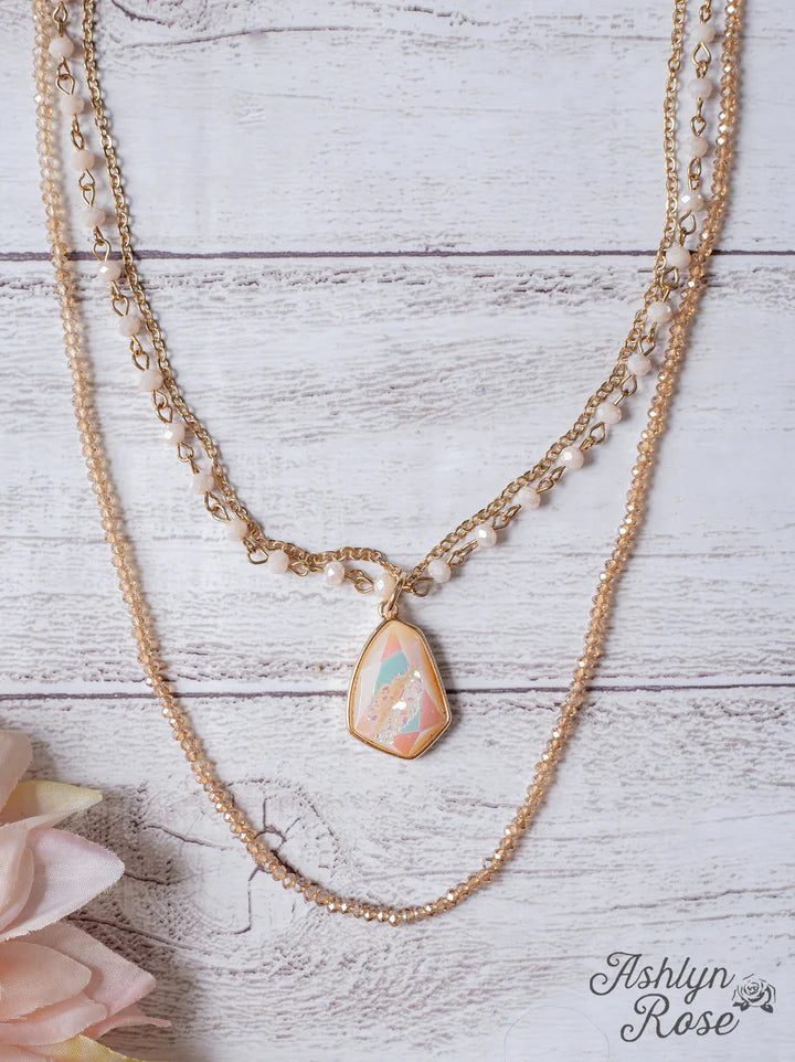 Cheers To Forever Stone Pendant Layered Necklace