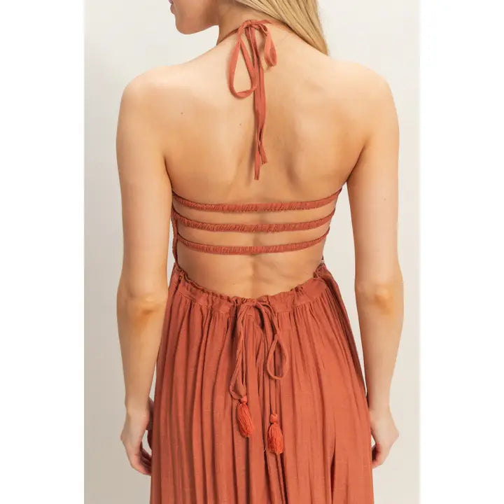 Smocked Halter Maxi Dress