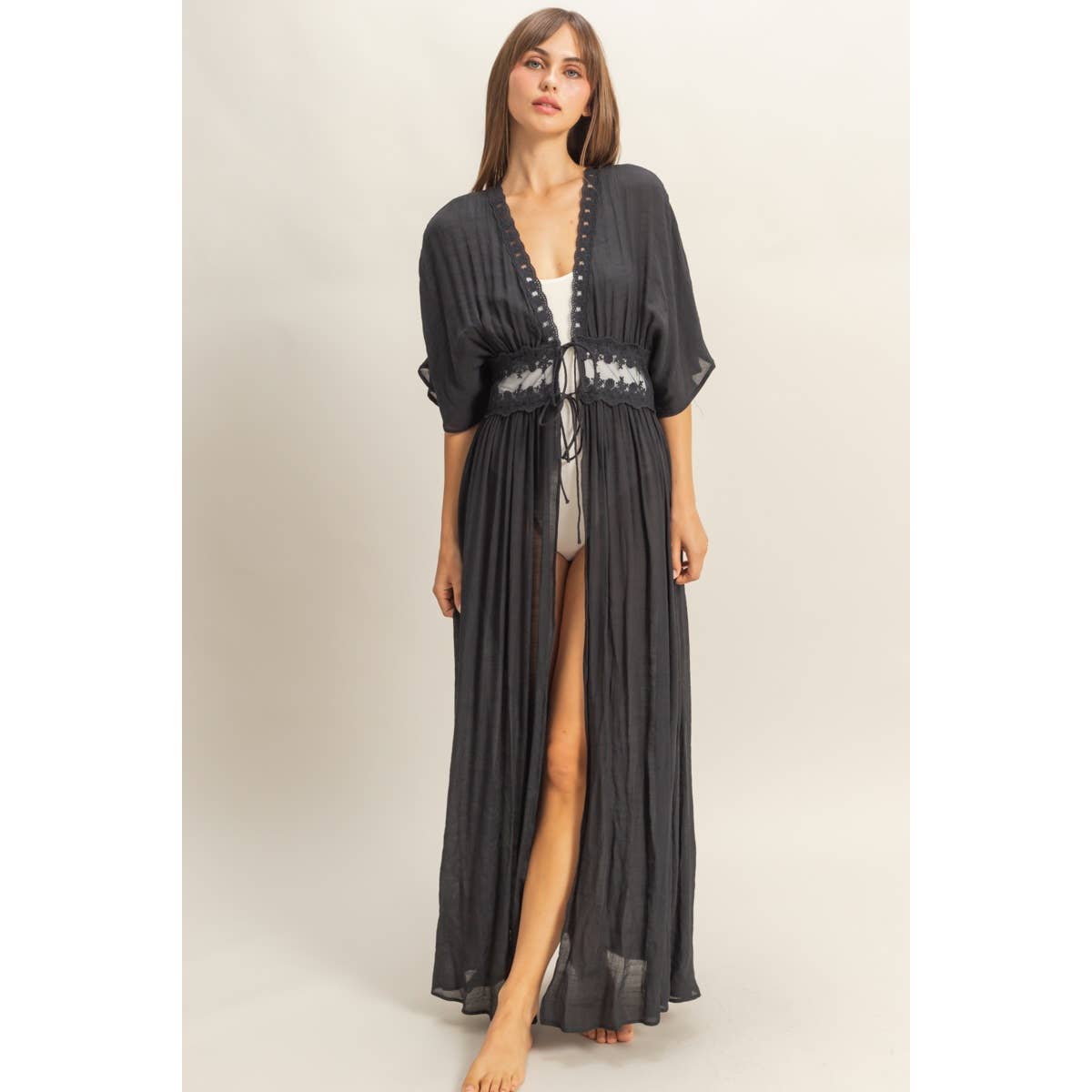On My Own Black Lace Duster