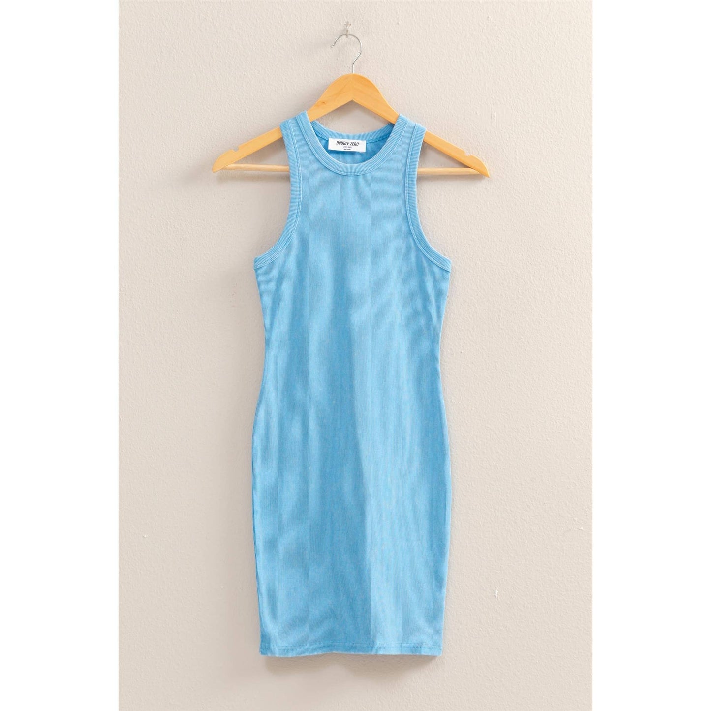 DZ25E297-Acid Washed Ribbed Mini Dress