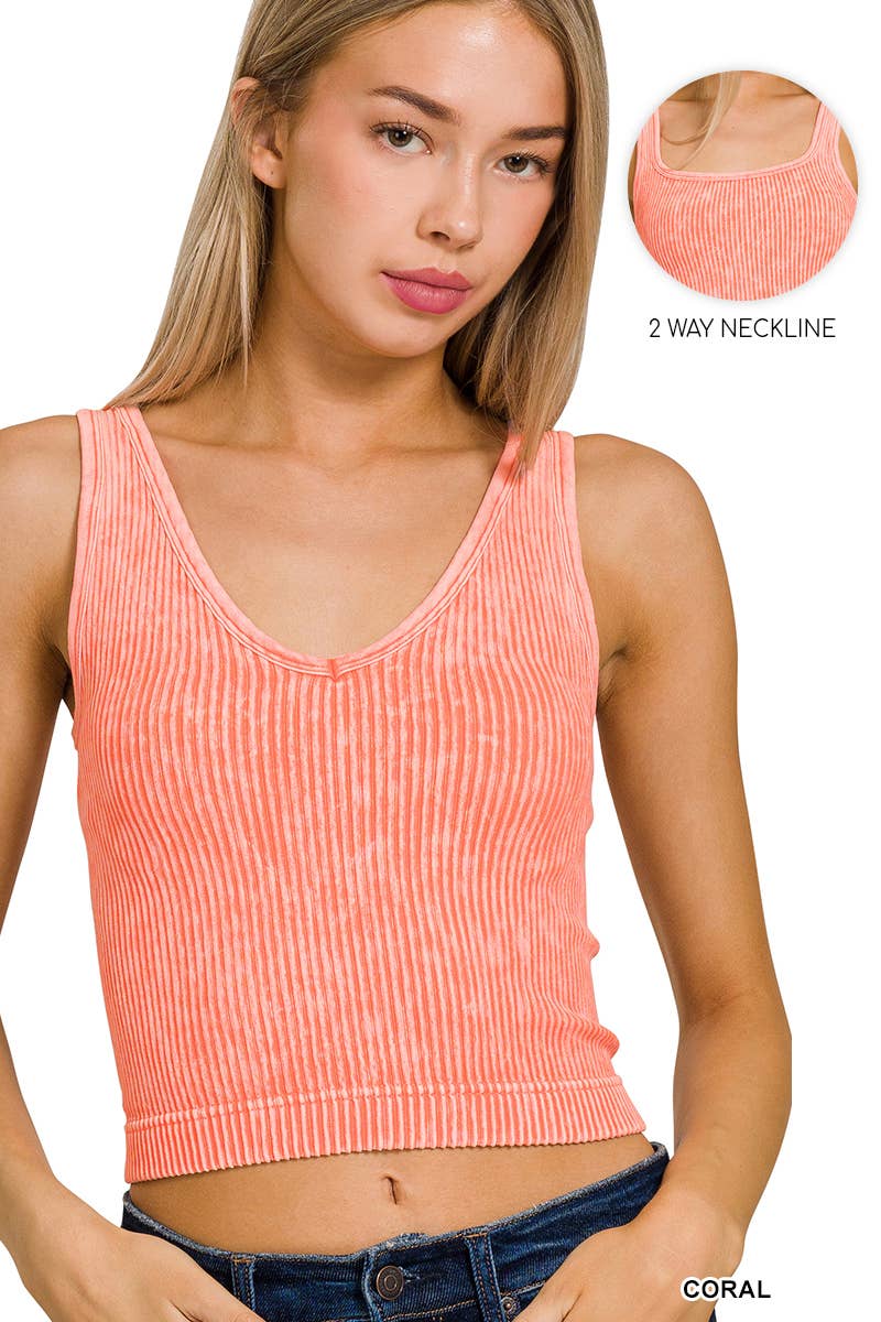 ",.....Premium Washed Seamless 2-way Tank