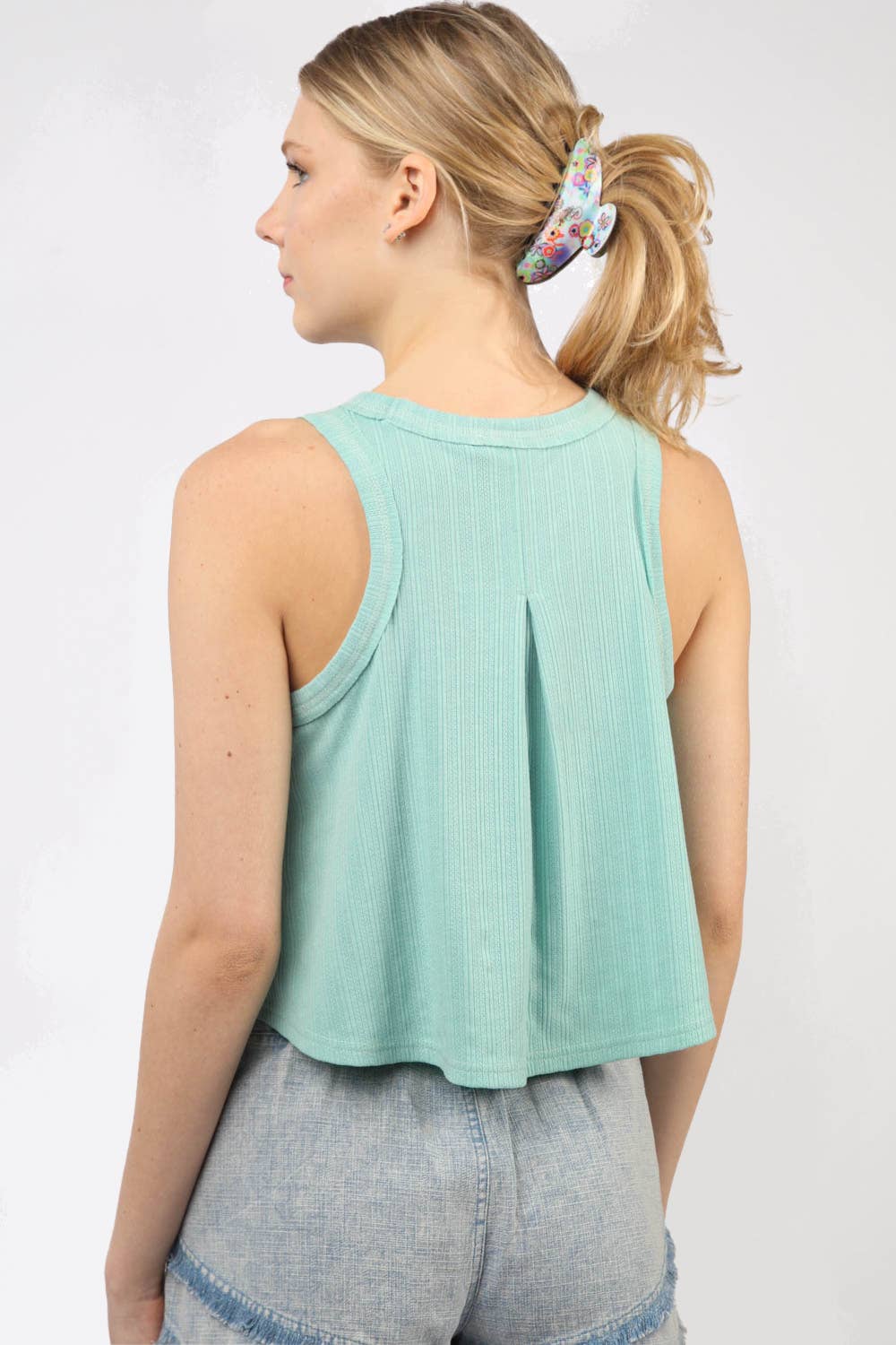 Sleeveless Soft Knit Swing Crop Top