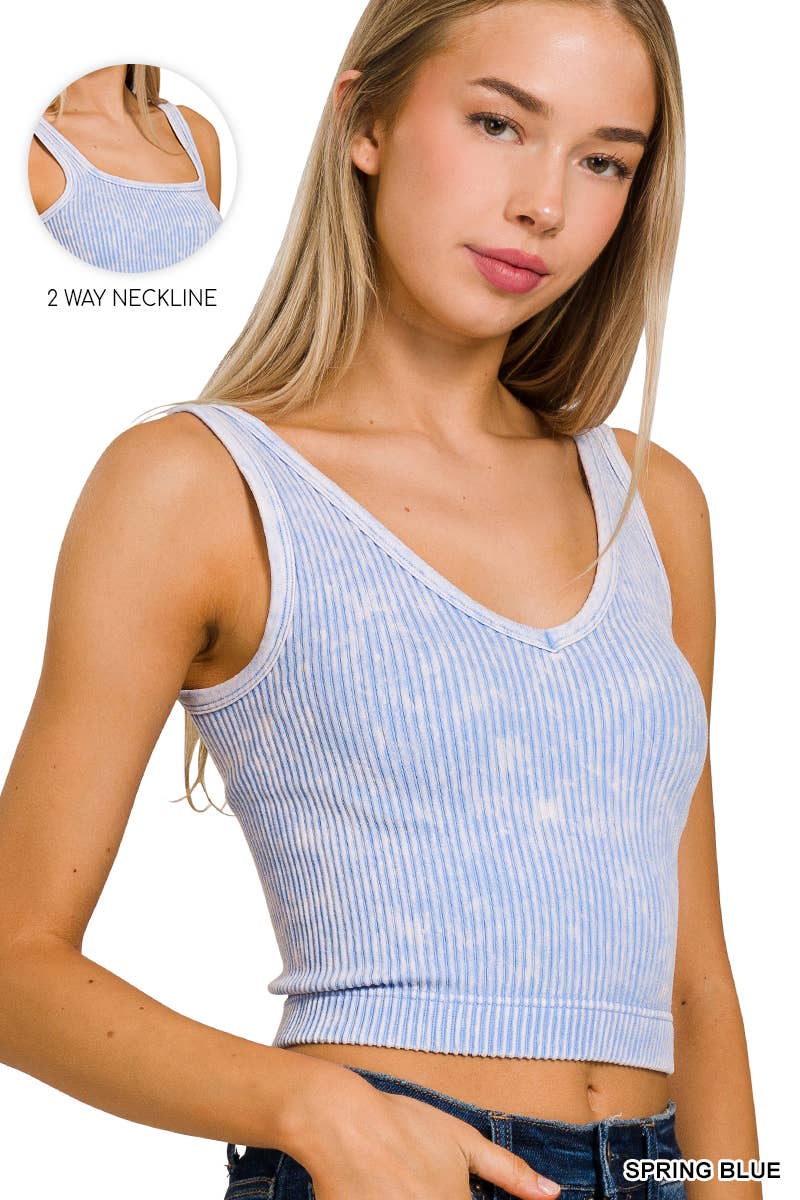 ",.....Premium Washed Seamless 2-way Tank