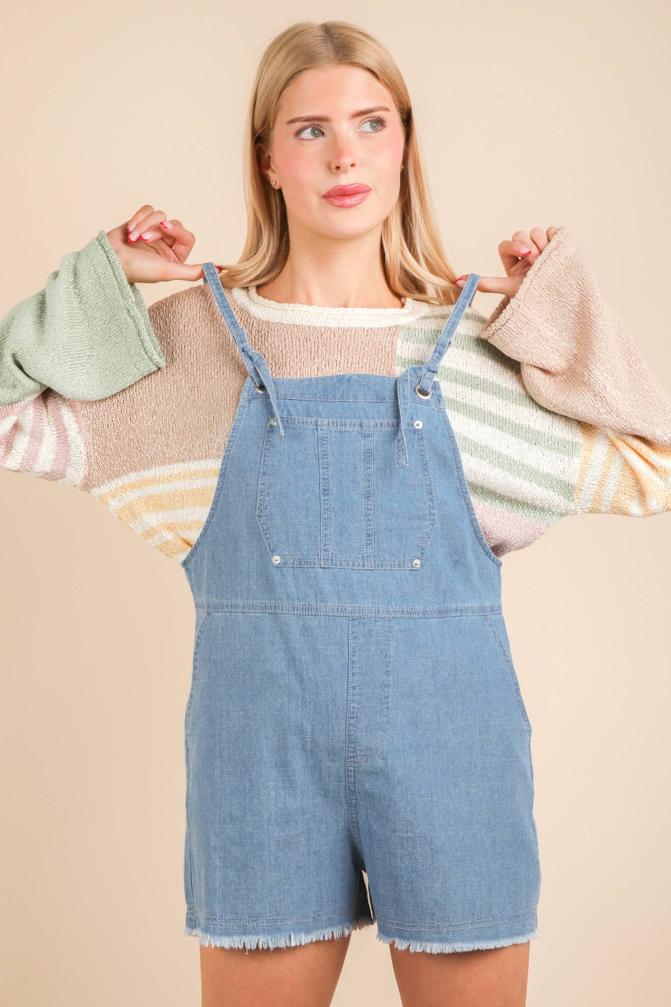 Mineral Washed Denim Casual Romper
