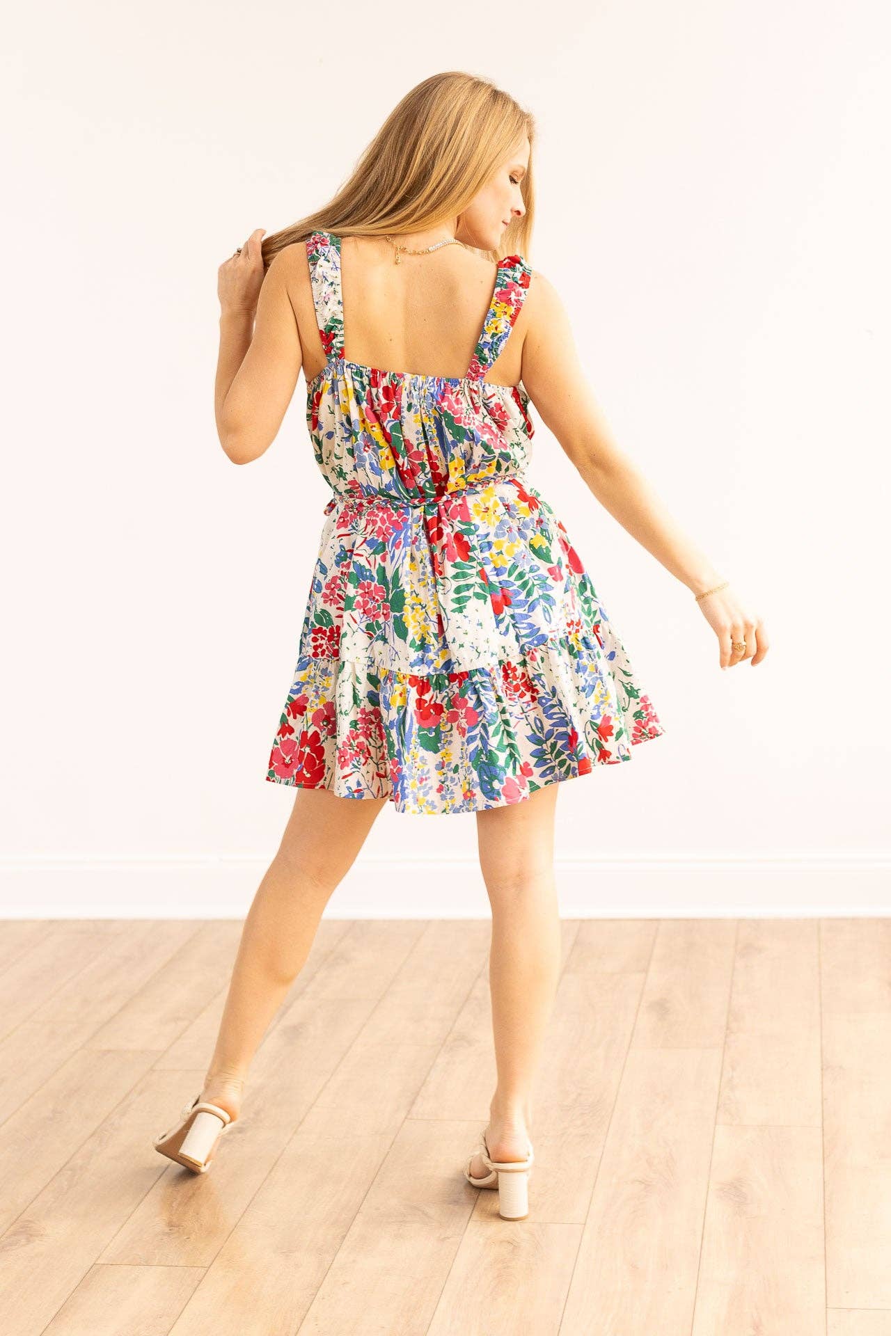 The Iris Ivory Floral Dress with Belt