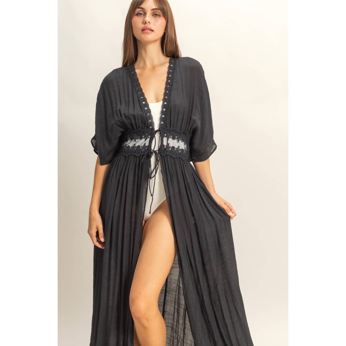 On My Own Black Lace Duster