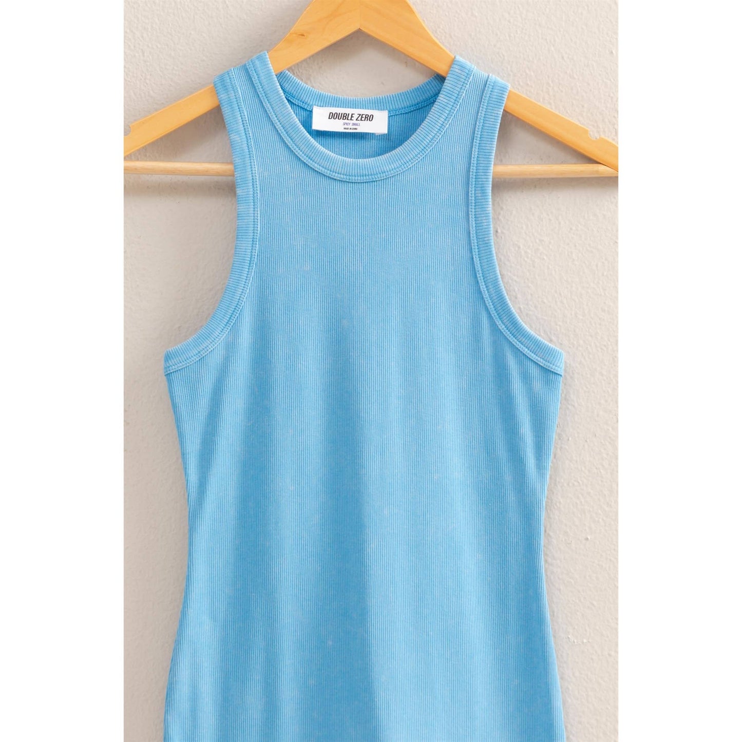 DZ25E297-Acid Washed Ribbed Mini Dress