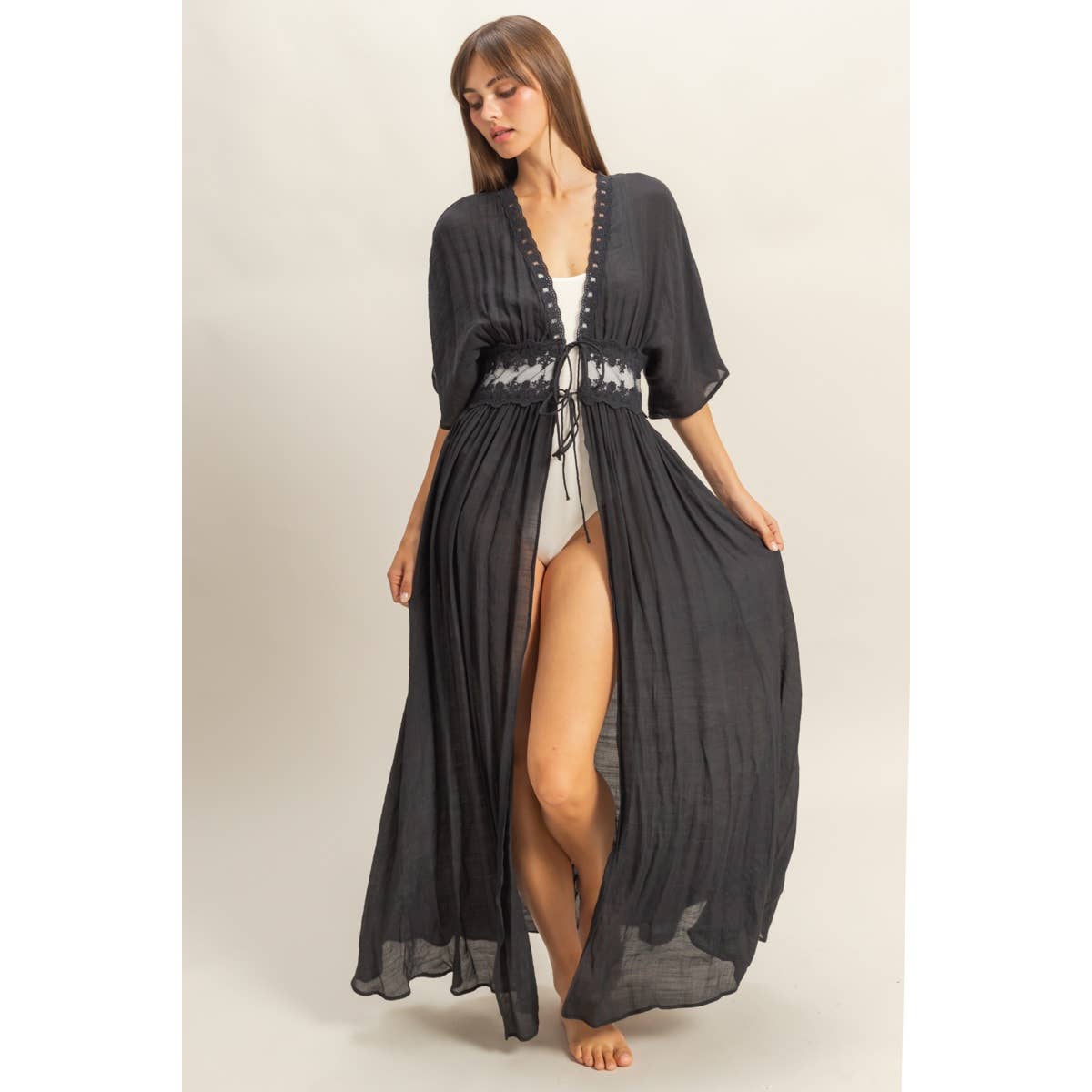 On My Own Black Lace Duster