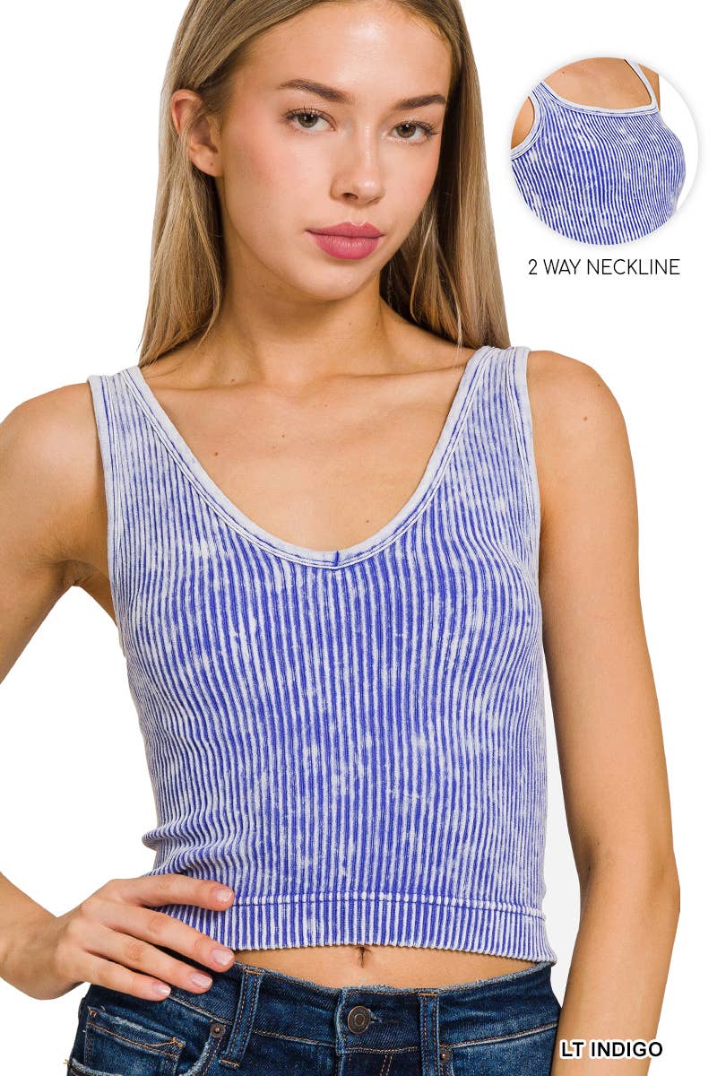 ",.....Premium Washed Seamless 2-way Tank