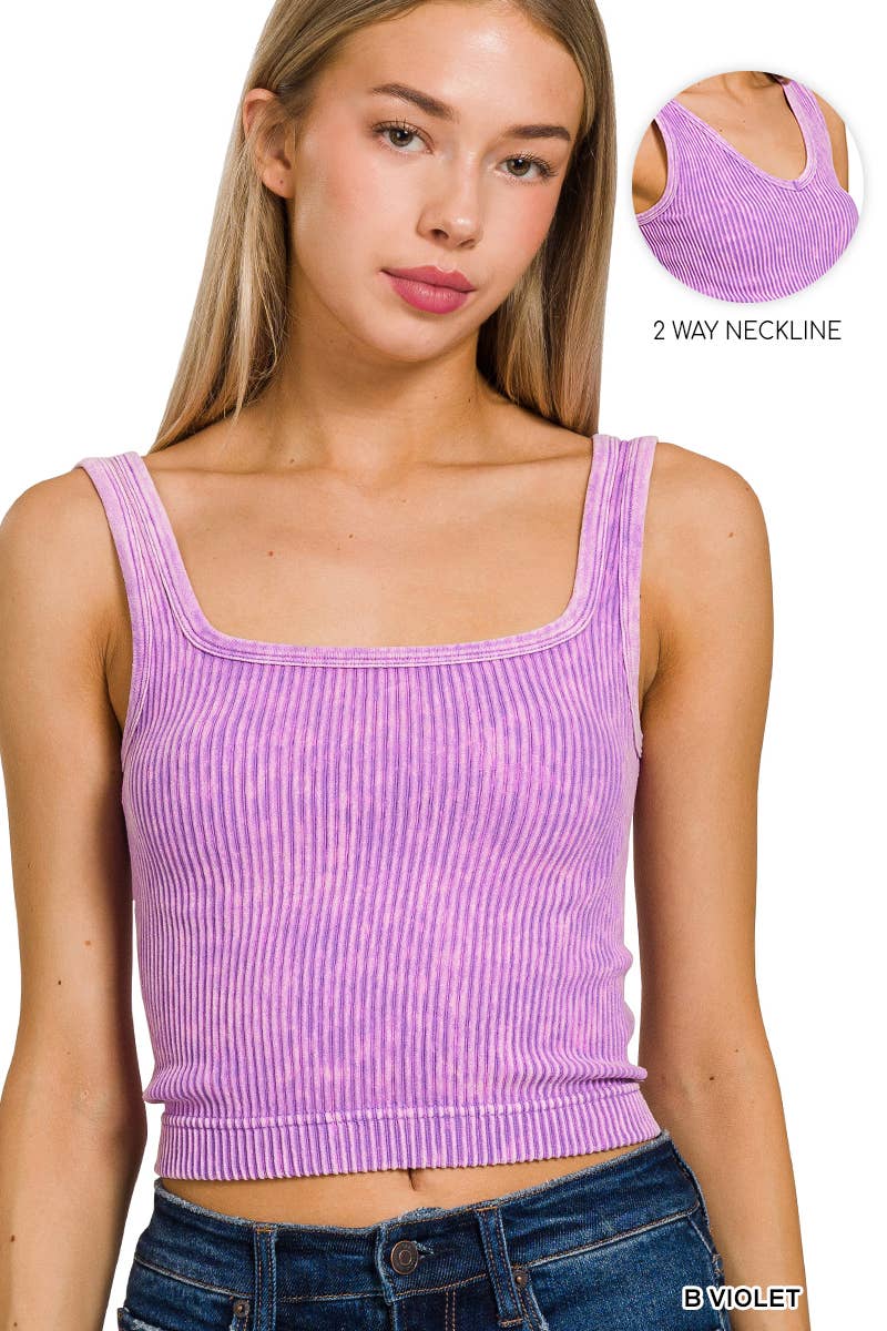 ",.....Premium Washed Seamless 2-way Tank