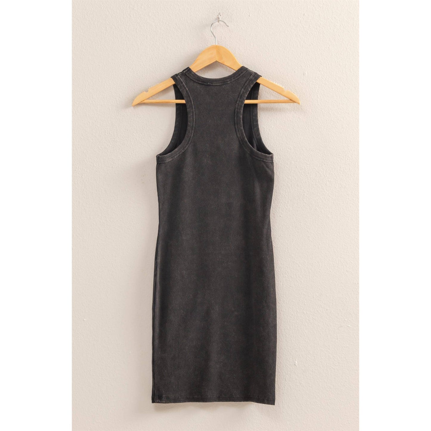DZ25E297-Acid Washed Ribbed Mini Dress